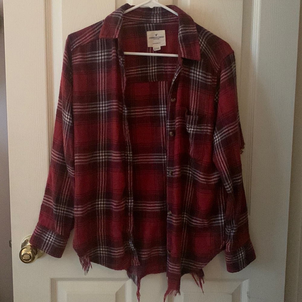 American Eagle Distressed Oversized Flannel XS